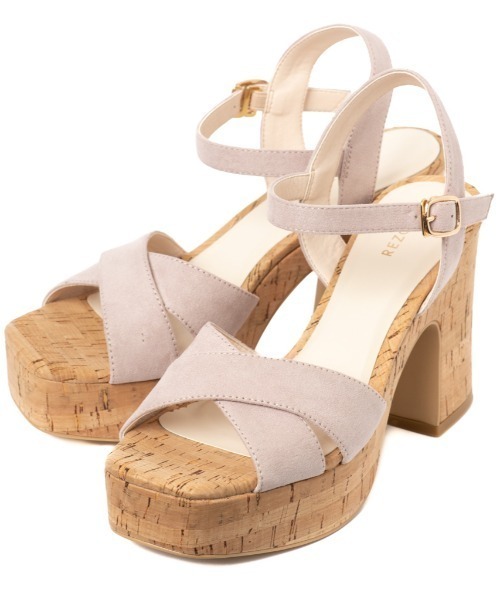 REZOY（リゾイ）の「【21SS新作】【REZOY】コルク太ヒールクロスサンダル（サンダル・レディース・アイボリー/ブラック/ラベンダー・S/M/L）」の4枚目の写真