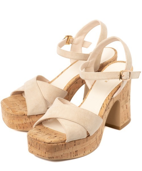 REZOY（リゾイ）の「【21SS新作】【REZOY】コルク太ヒールクロスサンダル（サンダル・レディース・アイボリー/ブラック/ラベンダー・S/M/L）」の6枚目の写真