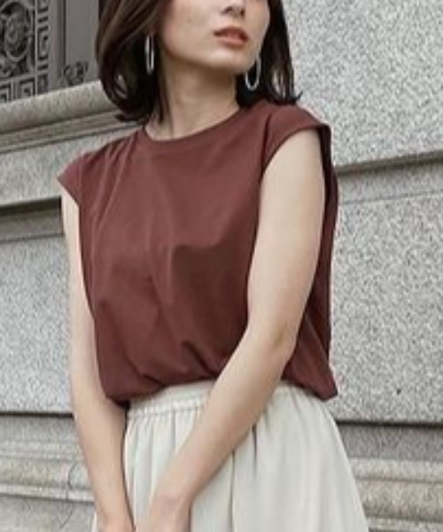 anuans(アニュアンス)の「フレンチスリーブカットトップス(Tシャツ/カットソー・レディース・ホワイト/ブラック/ブラウン・FREE)」の3枚目の写真