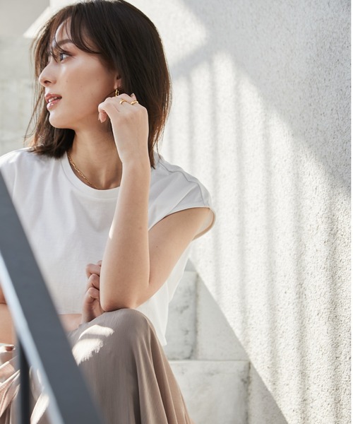 anuans(アニュアンス)の「フレンチスリーブカットトップス(Tシャツ/カットソー・レディース・ホワイト/ブラック/ブラウン・FREE)」の18枚目の写真