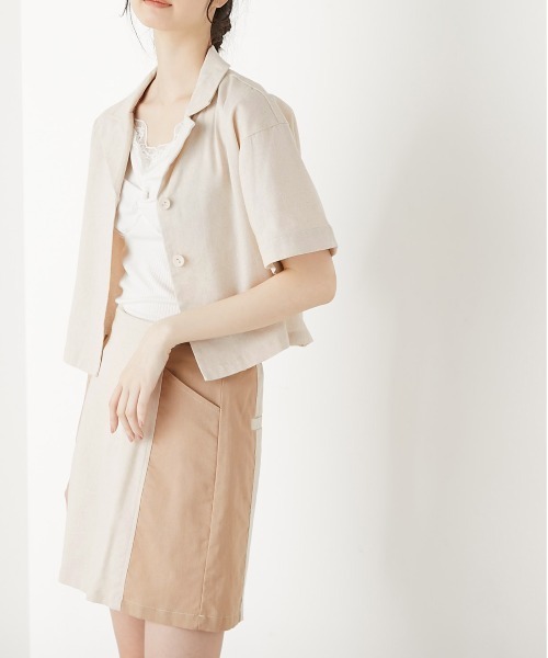 OLIVE des OLIVE（オリーブデオリーブ）の「夏マスト！開襟ブラウス（シャツ/ブラウス・レディース・ベージュ/ライトブラウン/ワンウォッシュ・FREE）」の4枚目の写真