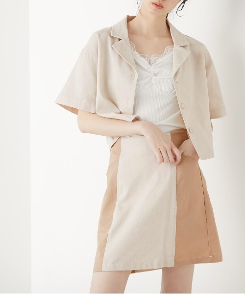 OLIVE des OLIVE（オリーブデオリーブ）の「夏マスト！開襟ブラウス（シャツ/ブラウス・レディース・ベージュ/ライトブラウン/ワンウォッシュ・FREE）」の6枚目の写真