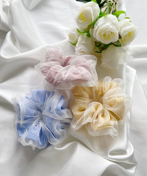 Loueme（ルエム）の「オーガンジー×ギンガムチェックシュシュ（シュシュ・レディース・ピンク/イエロー/ブルー・FREE）」の10枚目の写真