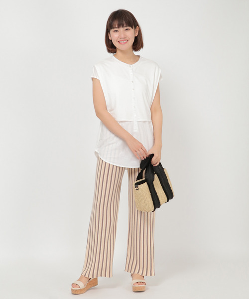 LBC(エルビーシー)の「シアーレイヤードサイドリボンプルオーバー(Tシャツ/カットソー・レディース・ホワイト/ブラック/ブルー・M)」の11枚目の写真