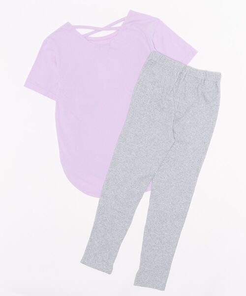 PINKHUNT（ピンクハント）の「PINKHUNT チュニック＆レギパン ルームウェア セットアップ 5723K（ルームウェア/パジャマ・キッズ・パープル/ホワイト・L/M/S）」の3枚目の写真
