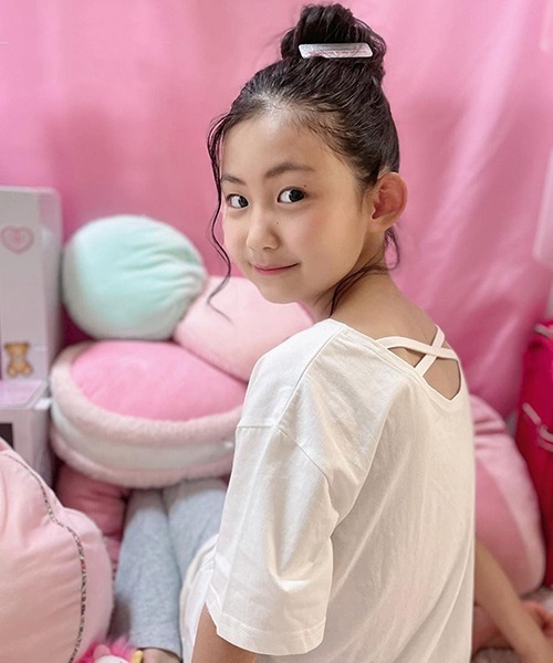 PINKHUNT（ピンクハント）の「PINKHUNT チュニック＆レギパン ルームウェア セットアップ 5723K（ルームウェア/パジャマ・キッズ・パープル/ホワイト・L/M/S）」の13枚目の写真