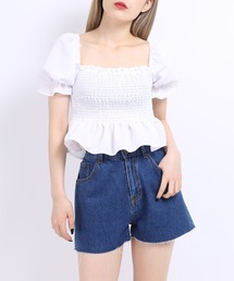 PUNYUS | シャーリングショートブラウス(シャツ/ブラウス)