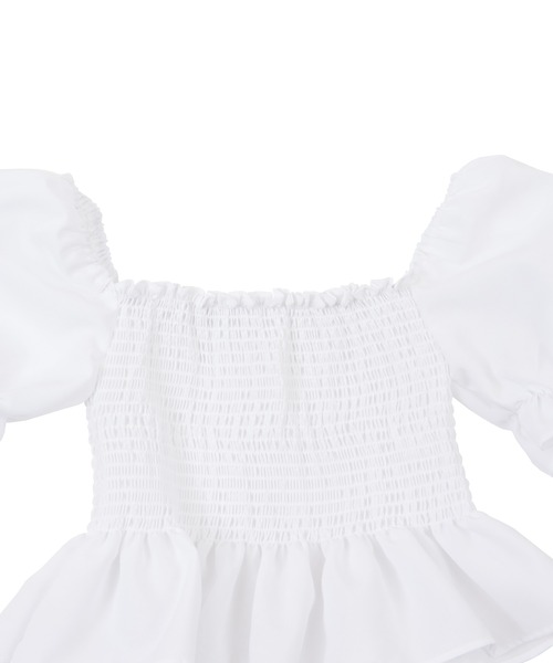 PUNYUS（プニュズ）の「シャーリングショートブラウス（シャツ/ブラウス・レディース・ホワイト/ブラック・3/1/2/4）」の6枚目の写真