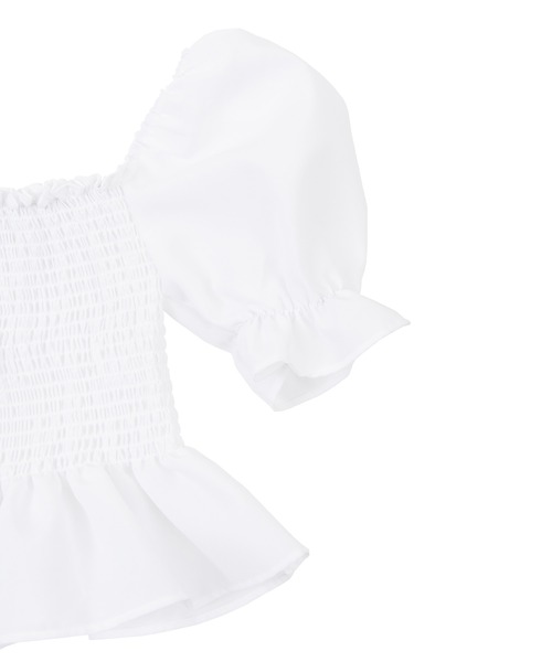 PUNYUS（プニュズ）の「シャーリングショートブラウス（シャツ/ブラウス・レディース・ホワイト/ブラック・3/1/2/4）」の7枚目の写真