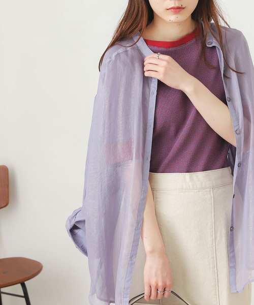 SENSE OF PLACE by URBAN RESEARCH（センスオブプレイスバイアーバンリサーチ）の「ハクプリントスタンドカラードルマンシャツ（シャツ/ブラウス・レディース・モカ/ラベンダー/アイボリー/ブラック・ONE）」の4枚目の写真