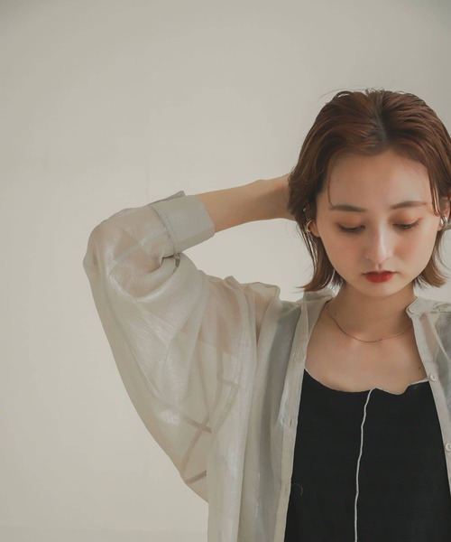 SENSE OF PLACE by URBAN RESEARCH（センスオブプレイスバイアーバンリサーチ）の「ハクプリントスタンドカラードルマンシャツ（シャツ/ブラウス・レディース・モカ/ラベンダー/アイボリー/ブラック・ONE）」の11枚目の写真