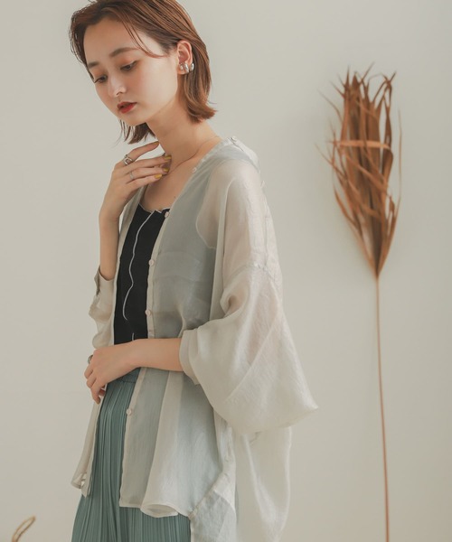 SENSE OF PLACE by URBAN RESEARCH（センスオブプレイスバイアーバンリサーチ）の「ハクプリントスタンドカラードルマンシャツ（シャツ/ブラウス・レディース・モカ/ラベンダー/アイボリー/ブラック・ONE）」の12枚目の写真