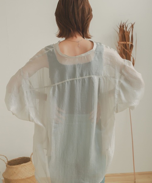 SENSE OF PLACE by URBAN RESEARCH（センスオブプレイスバイアーバンリサーチ）の「ハクプリントスタンドカラードルマンシャツ（シャツ/ブラウス・レディース・モカ/ラベンダー/アイボリー/ブラック・ONE）」の13枚目の写真