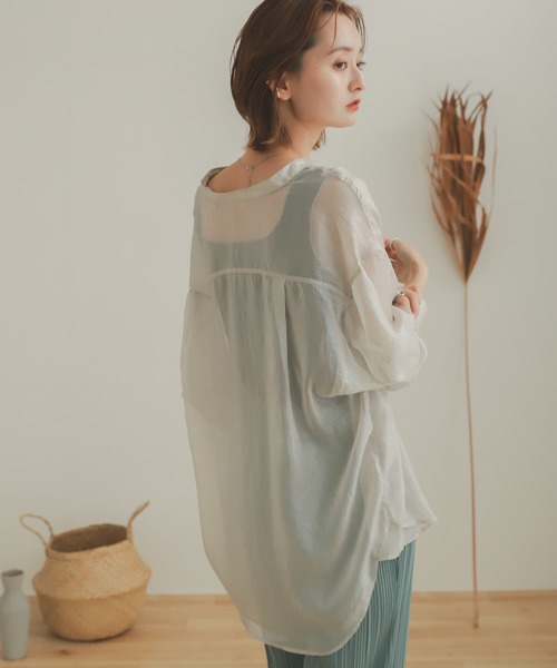 SENSE OF PLACE by URBAN RESEARCH（センスオブプレイスバイアーバンリサーチ）の「ハクプリントスタンドカラードルマンシャツ（シャツ/ブラウス・レディース・モカ/ラベンダー/アイボリー/ブラック・ONE）」の14枚目の写真