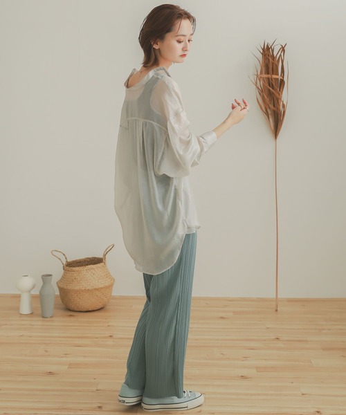 SENSE OF PLACE by URBAN RESEARCH（センスオブプレイスバイアーバンリサーチ）の「ハクプリントスタンドカラードルマンシャツ（シャツ/ブラウス・レディース・モカ/ラベンダー/アイボリー/ブラック・ONE）」の16枚目の写真