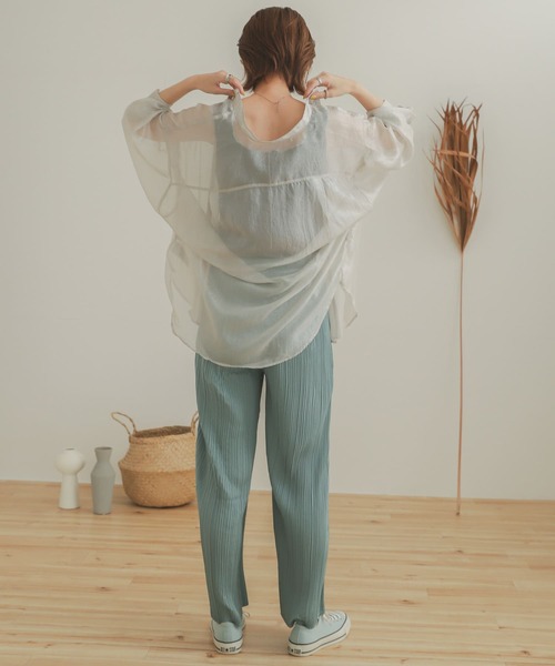 SENSE OF PLACE by URBAN RESEARCH（センスオブプレイスバイアーバンリサーチ）の「ハクプリントスタンドカラードルマンシャツ（シャツ/ブラウス・レディース・モカ/ラベンダー/アイボリー/ブラック・ONE）」の17枚目の写真