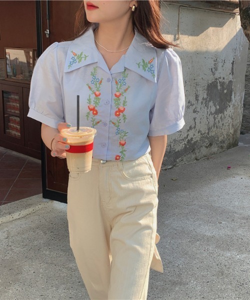 MANGROVE（マングローブ）の「フロントフラワーエンブロイダリーブラウス（シャツ/ブラウス・レディース・ホワイト/イエロー/ブルー・FREE）」の16枚目の写真