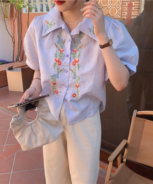 MANGROVE（マングローブ）の「フロントフラワーエンブロイダリーブラウス（シャツ/ブラウス・レディース・ホワイト/イエロー/ブルー・FREE）」の18枚目の写真