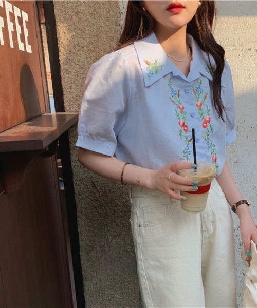 MANGROVE（マングローブ）の「フロントフラワーエンブロイダリーブラウス（シャツ/ブラウス・レディース・ホワイト/イエロー/ブルー・FREE）」の19枚目の写真