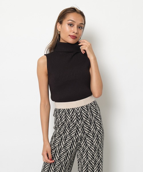 SPIRALGIRL（スパイラルガール）の「ノースリーブタートルネックニット（ニット/セーター・レディース・ブラック/ブラウン・FREE）」の4枚目の写真