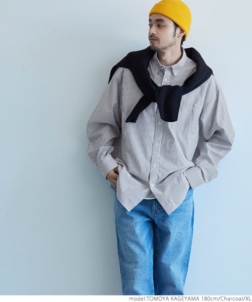 coca（coca）（コカ）の「メンズ BDルーズシルエットストライプシャツ（シャツ/ブラウス・メンズ・チャコールグレー/ブルー・M/L/XL）」の13枚目の写真