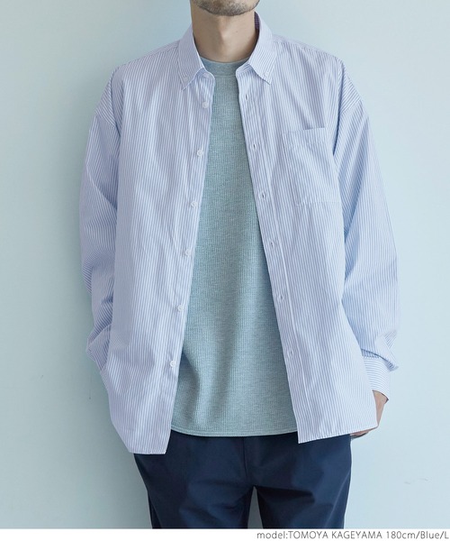 coca（coca）（コカ）の「メンズ BDルーズシルエットストライプシャツ（シャツ/ブラウス・メンズ・チャコールグレー/ブルー・M/L/XL）」の7枚目の写真