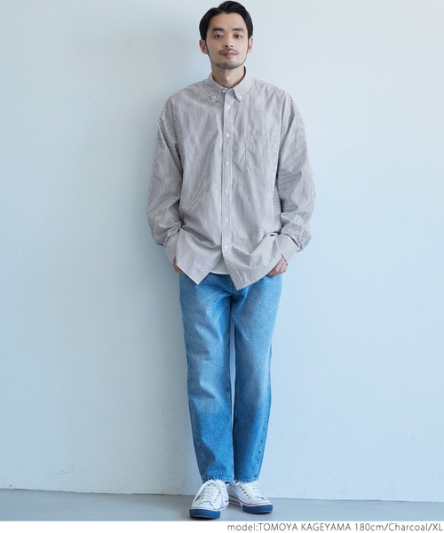 coca（coca）（コカ）の「メンズ BDルーズシルエットストライプシャツ（シャツ/ブラウス・メンズ・チャコールグレー/ブルー・M/L/XL）」の19枚目の写真