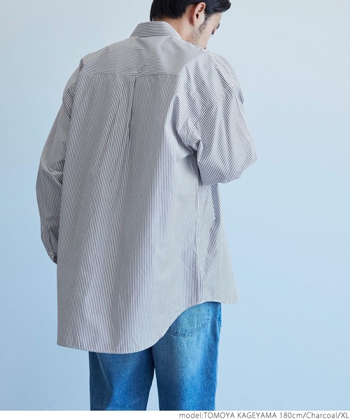 coca（coca）（コカ）の「メンズ BDルーズシルエットストライプシャツ（シャツ/ブラウス・メンズ・チャコールグレー/ブルー・M/L/XL）」の17枚目の写真