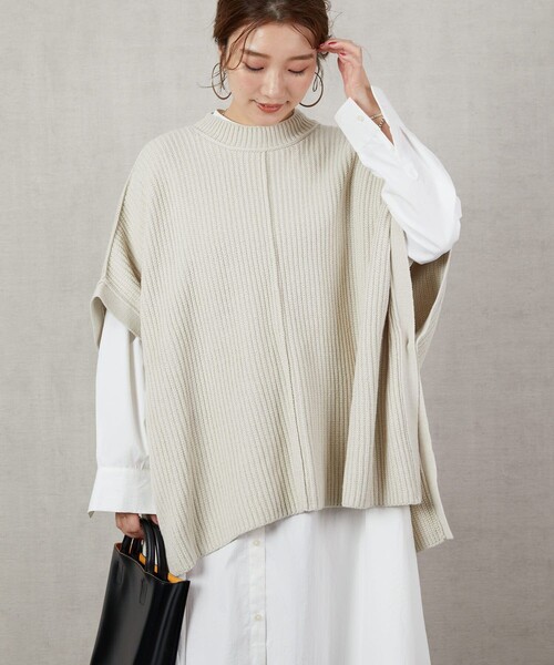 FREAK'S STORE（フリークスストア）の「▽【WEB限定】ビッグポンチョニットベスト（ベスト・レディース・ナチュラル/ブラック/ベージュ/ブルー・ﾌﾘ-）」の13枚目の写真