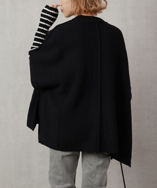 FREAK'S STORE（フリークスストア）の「▽【WEB限定】ビッグポンチョニットベスト（ベスト・レディース・ナチュラル/ブラック/ベージュ/ブルー・ﾌﾘ-）」の7枚目の写真