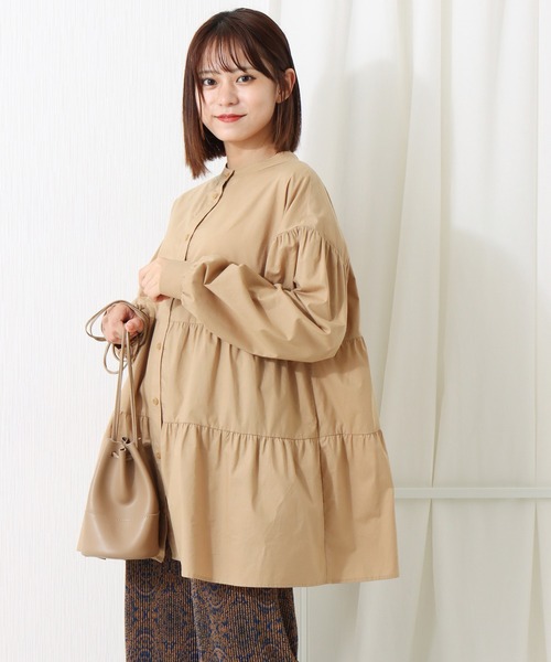 libelle more（リベル モア）の「2WAYティアードシャツブラウス（シャツ/ブラウス・レディース・オフホワイト/ライトグレー/ベージュ・M/L）」の4枚目の写真