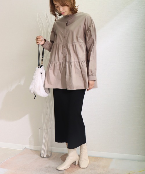 libelle more（リベル モア）の「2WAYティアードシャツブラウス（シャツ/ブラウス・レディース・オフホワイト/ライトグレー/ベージュ・M/L）」の16枚目の写真