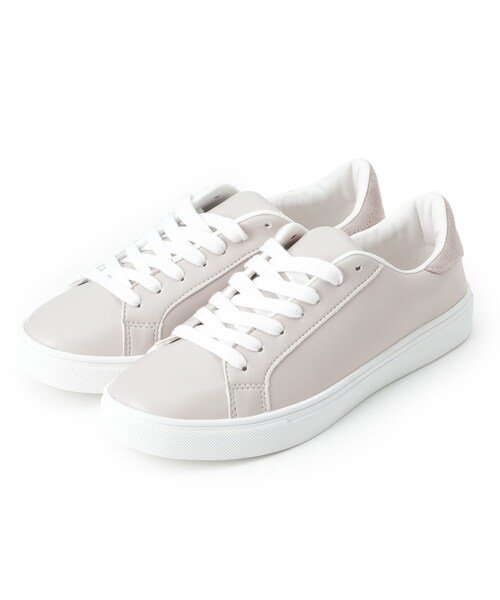 SHOO・LA・RUE(シューラルー)の「◆フェイクレザーシンプルスニーカー(スニーカー・レディース・オフホワイト/ブラック/サンドベージュ/ベージュ系7・25/30/35/40/45)」の3枚目の写真