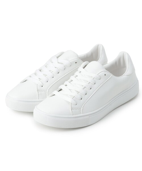 SHOO・LA・RUE(シューラルー)の「◆フェイクレザーシンプルスニーカー(スニーカー・レディース・オフホワイト/ブラック/サンドベージュ/ベージュ系7・25/30/35/40/45)」の5枚目の写真