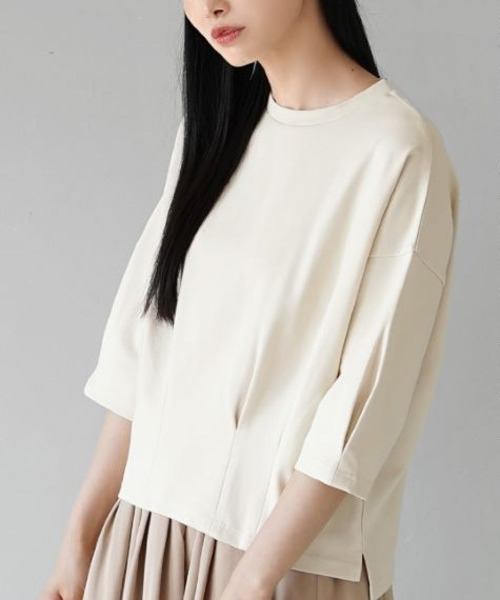 zootie（ズーティー）の「ダンボールニット［ボックスタックプルオーバー］（Tシャツ/カットソー・レディース・ブラック/ライトベージュ/ブラウン/ライトグリーン/ライトグレー/アイボリー/グリーン・M/L）」の11枚目の写真