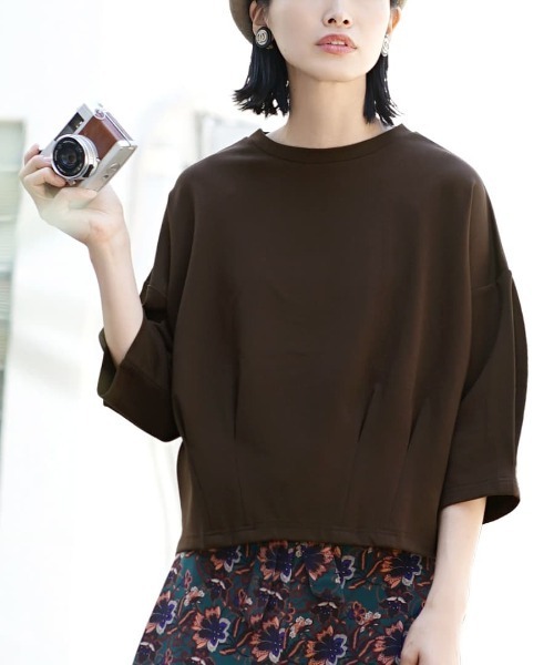 zootie（ズーティー）の「ダンボールニット［ボックスタックプルオーバー］（Tシャツ/カットソー・レディース・ブラック/ライトベージュ/ブラウン/ライトグリーン/ライトグレー/アイボリー/グリーン・M/L）」の3枚目の写真