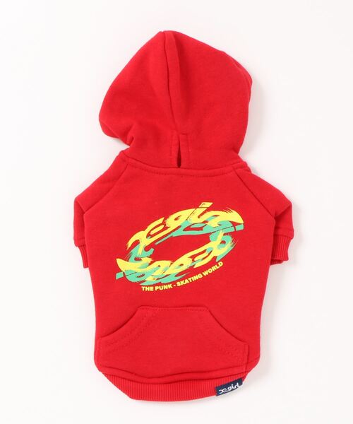 X-girl（エックスガール）の「X-GIRL/エックスガール/スピンロゴフーディー/犬服(ドッグウェア)（ペットウェア・レディース・レッド/ブルー・3L/XS/S/M/2L/3M/3S/L）」の8枚目の写真