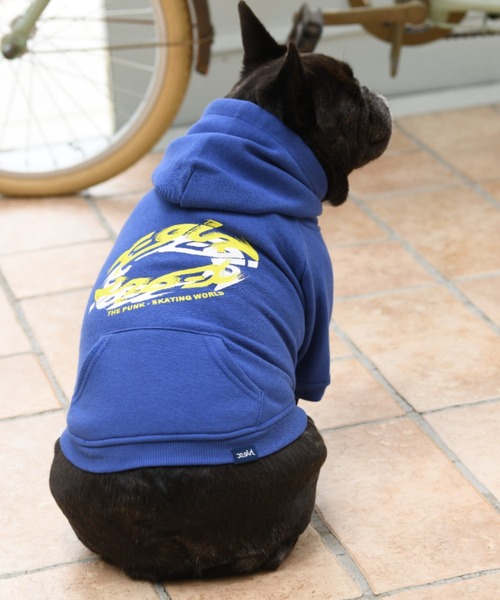X-girl（エックスガール）の「X-GIRL/エックスガール/スピンロゴフーディー/犬服(ドッグウェア)（ペットウェア・レディース・レッド/ブルー・3L/XS/S/M/2L/3M/3S/L）」の9枚目の写真