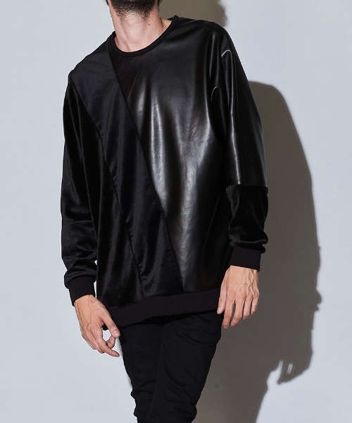 NO ID.(ノーアイディ)の「mlt3578- エコファー切替ドルマンスリーブC-N-プルオーバ-(Tシャツ/カットソー・メンズ・グレー/ベージュ/ブラック系その他/ブラック・ONE SIZE)」の11枚目の写真