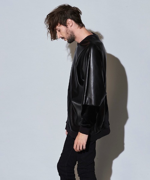 NO ID.(ノーアイディ)の「mlt3578- エコファー切替ドルマンスリーブC-N-プルオーバ-(Tシャツ/カットソー・メンズ・グレー/ベージュ/ブラック系その他/ブラック・ONE SIZE)」の13枚目の写真