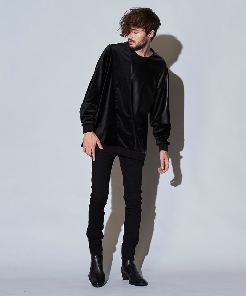 NO ID.(ノーアイディ)の「mlt3578- エコファー切替ドルマンスリーブC-N-プルオーバ-(Tシャツ/カットソー・メンズ・グレー/ベージュ/ブラック系その他/ブラック・ONE SIZE)」の15枚目の写真
