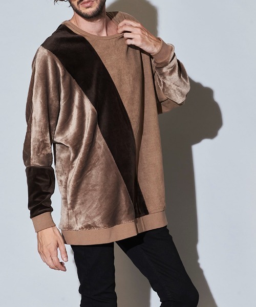 NO ID.(ノーアイディ)の「mlt3578- エコファー切替ドルマンスリーブC-N-プルオーバ-(Tシャツ/カットソー・メンズ・グレー/ベージュ/ブラック系その他/ブラック・ONE SIZE)」の16枚目の写真