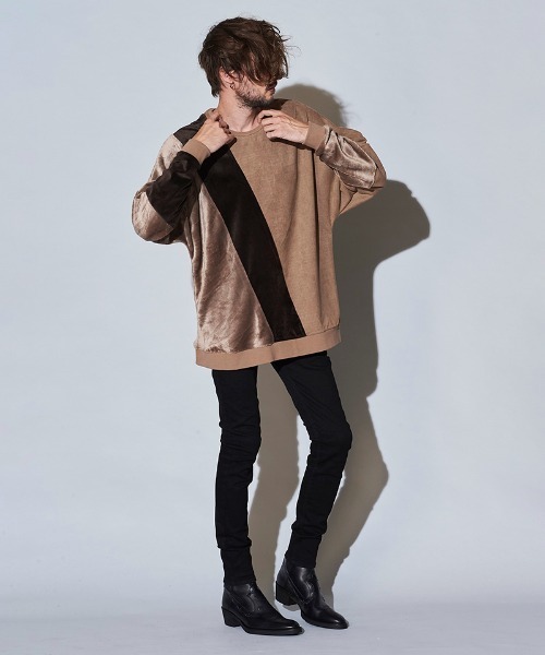 NO ID.(ノーアイディ)の「mlt3578- エコファー切替ドルマンスリーブC-N-プルオーバ-(Tシャツ/カットソー・メンズ・グレー/ベージュ/ブラック系その他/ブラック・ONE SIZE)」の18枚目の写真