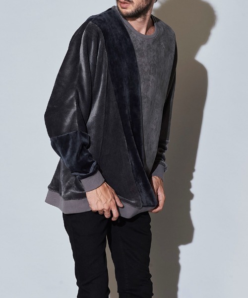 NO ID.(ノーアイディ)の「mlt3578- エコファー切替ドルマンスリーブC-N-プルオーバ-(Tシャツ/カットソー・メンズ・グレー/ベージュ/ブラック系その他/ブラック・ONE SIZE)」の19枚目の写真