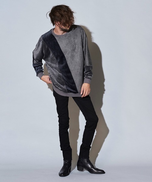 NO ID.(ノーアイディ)の「mlt3578- エコファー切替ドルマンスリーブC-N-プルオーバ-(Tシャツ/カットソー・メンズ・グレー/ベージュ/ブラック系その他/ブラック・ONE SIZE)」の21枚目の写真
