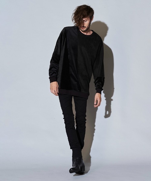 NO ID.(ノーアイディ)の「mlt3578- エコファー切替ドルマンスリーブC-N-プルオーバ-(Tシャツ/カットソー・メンズ・グレー/ベージュ/ブラック系その他/ブラック・ONE SIZE)」の22枚目の写真