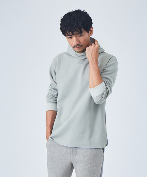 ABAHOUSE GRAY(アバハウスグレイ)の「【ダブルフェイス】配色 フード プルオーバー パーカー(パーカー・メンズ・スモークピンク/グレイッシュベージュ/モカ/ネイビー・48/46)」の3枚目の写真
