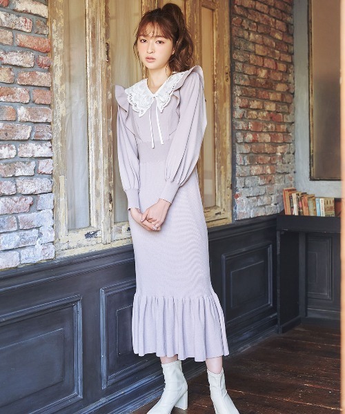 WILLSELECTION（ウィルセレクション）の「付け襟ニットワンピース