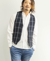 ジャガード 格子柄 ベスト