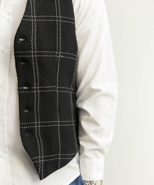 NYLAUS(ナイラス)の「ジャガード 格子柄 ベスト(ベスト・メンズ・ブラック×グレー/ネイビー×ホワイト・M/LL/L)」の21枚目の写真